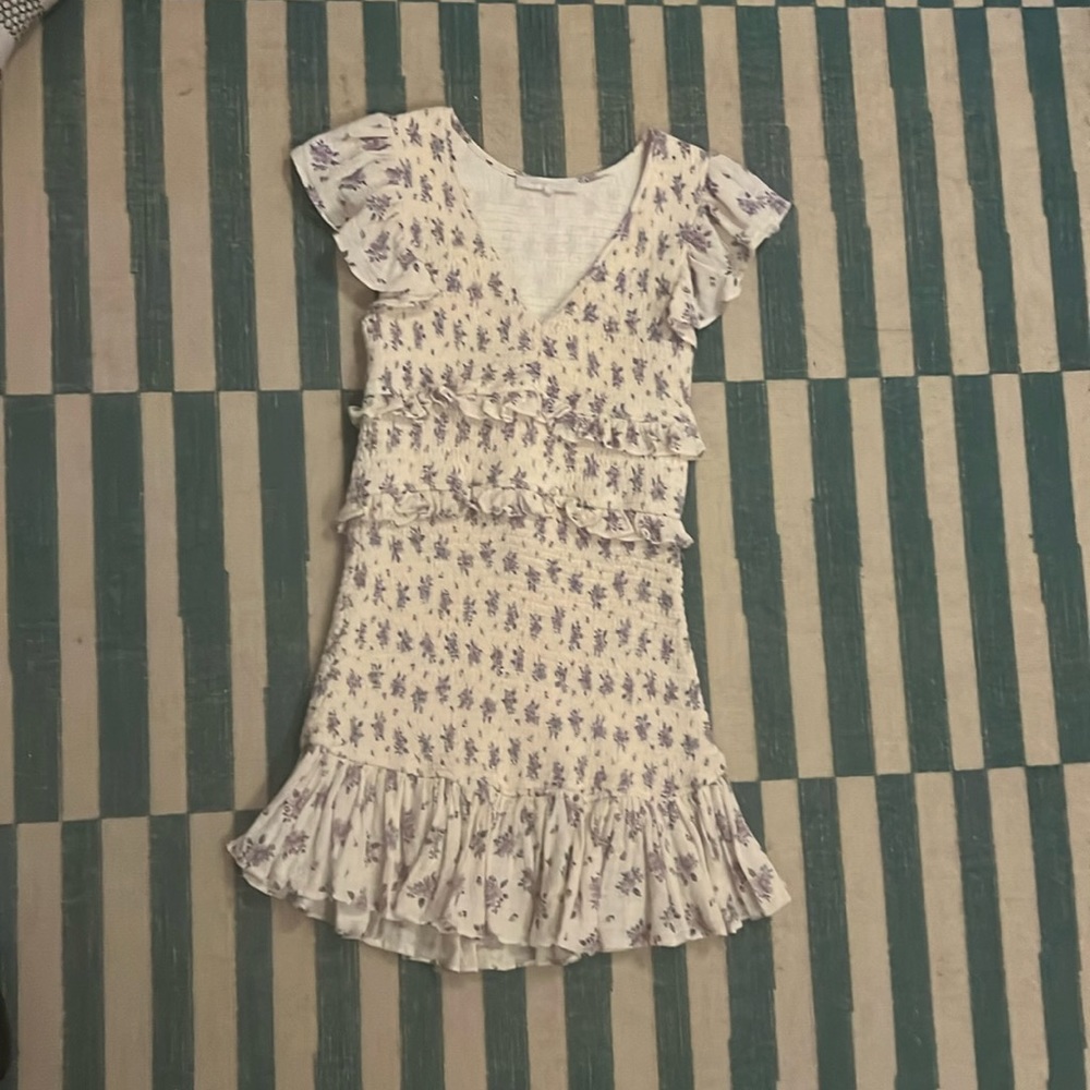 Super cute cream dress with purple flowers